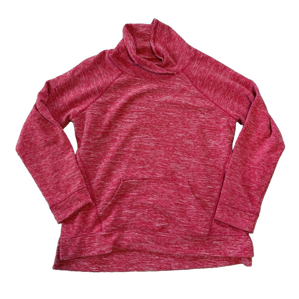 L.L.Bean Women's Cozy Pullover Marled Pink Size Large Tall Cowl Neck Sweatshirt